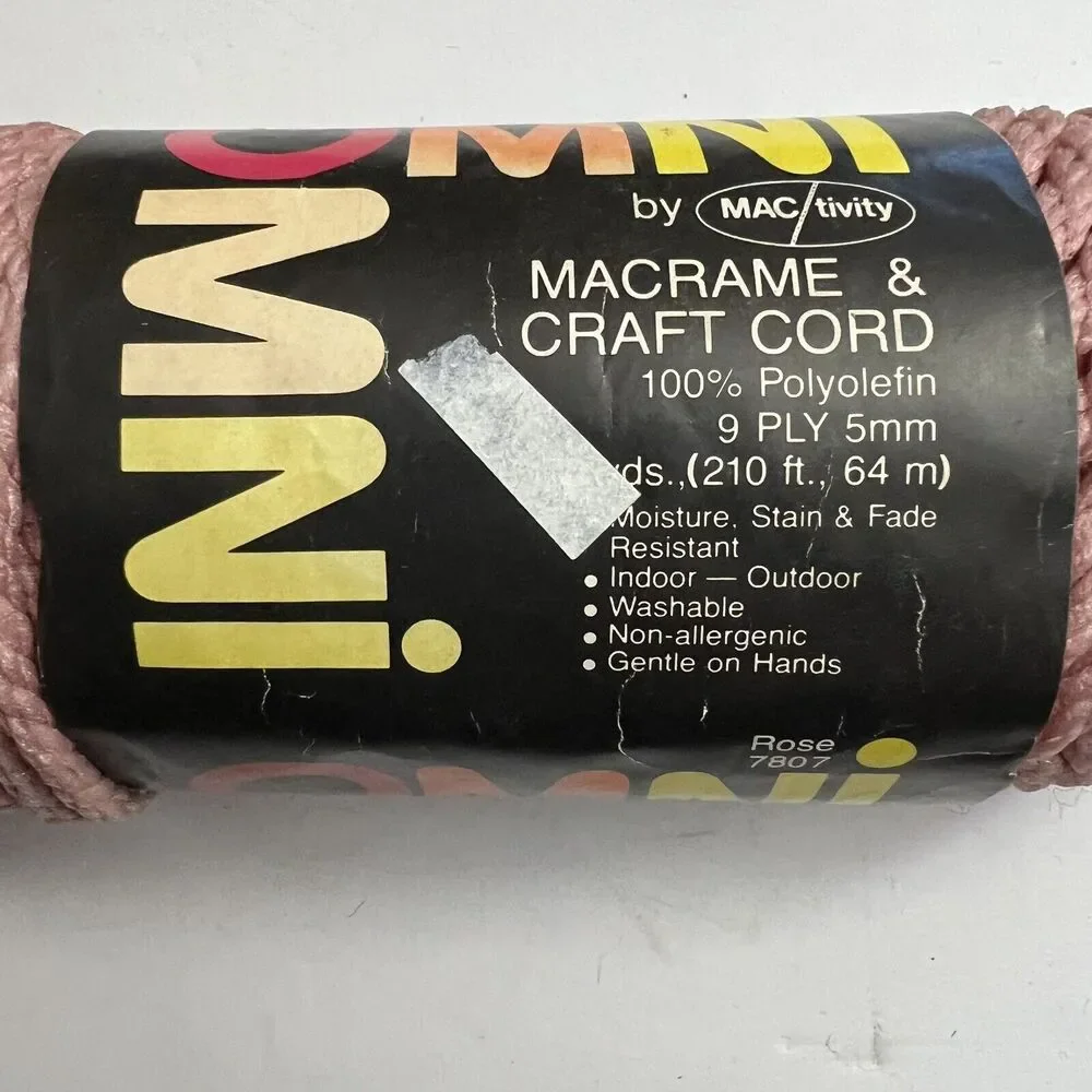 Vintage Omni Macrame Craft Cord 5mm 70 Yards 9 Ply Rose Pink Knotting Weaving
